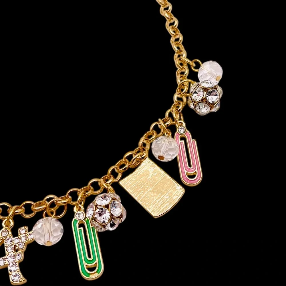 Fun Back to School Charm Necklace With Book Ruler Paper Perfect For Teachers - Picture 11 of 15